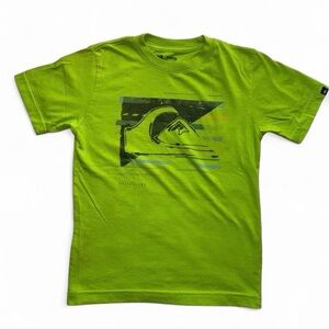 Quiksilver Boys Graphic Tee | Lime Green Surf T-Shirt | Size Small (7/8)